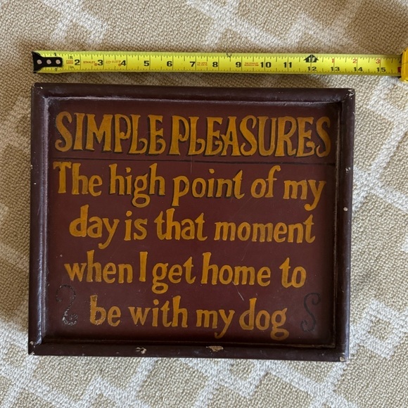 Vintage Hand Painted Dog Lover Wood Sign Rustic Home Decor Wall Art Brown Yellow - Picture 5 of 6